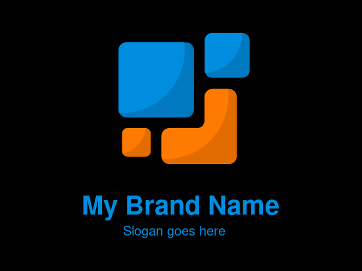 Modern Overlapping Rounded Square Logo with Blue and Orange Color Blocks for Data, Finance, or Digital Product Brands